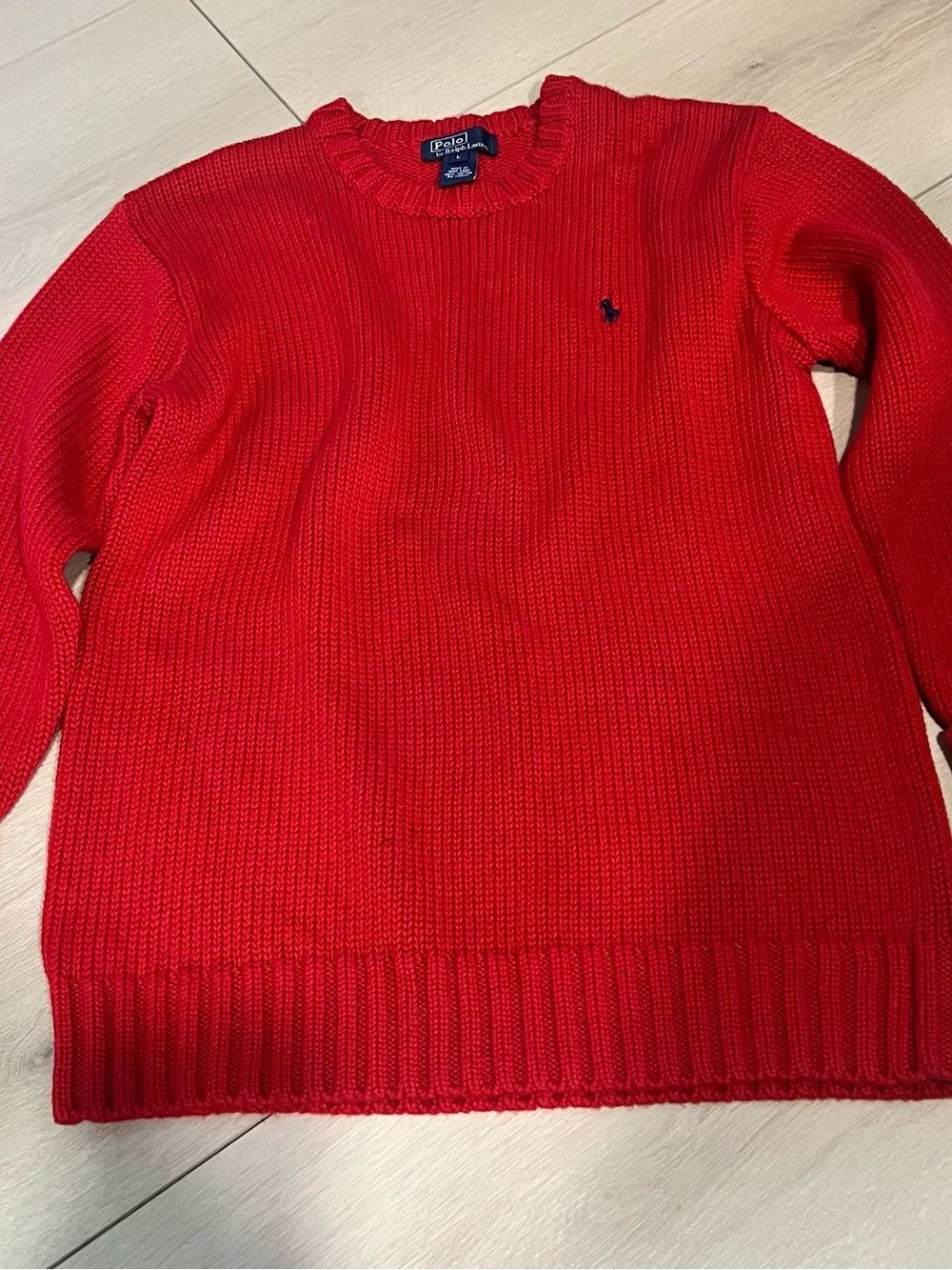 Polo by Ralph Lauren Youth Sz L Classic Crewneck Sweater - Red